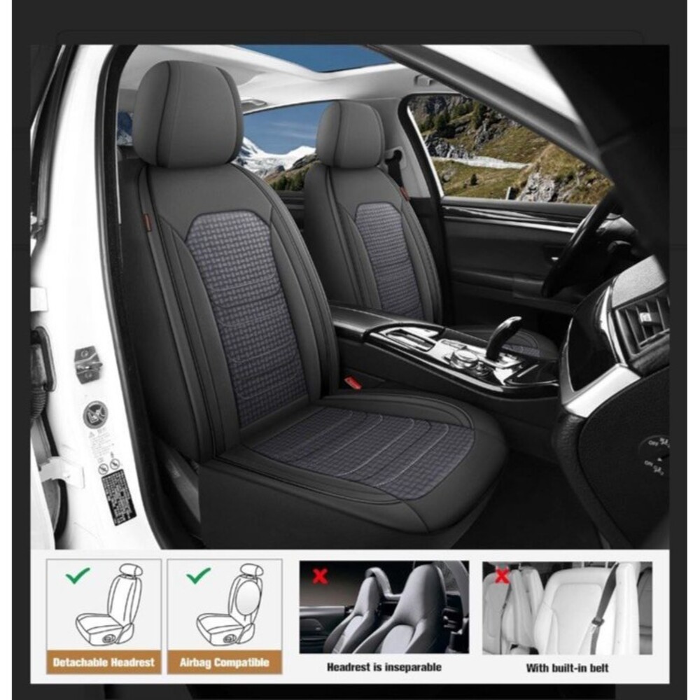 CAROMOP Premium PU Leather&Flannel Car Seat Covers Full Seats